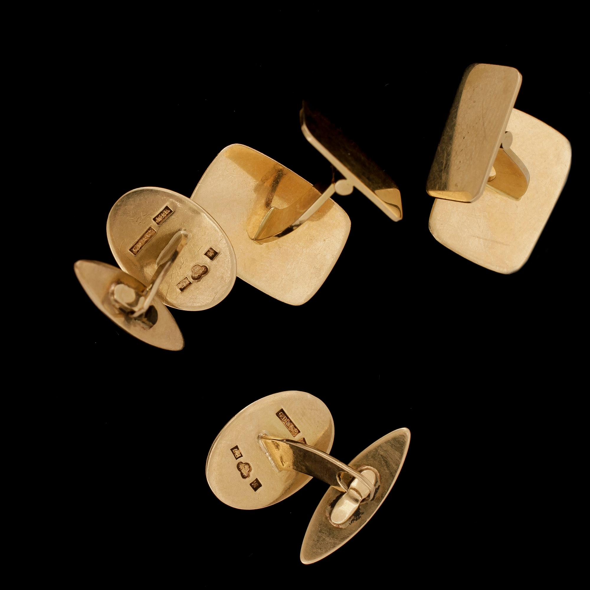 MANSCHETTKNAPPAR, 2 par, 18k guld. Vikt ca22g.