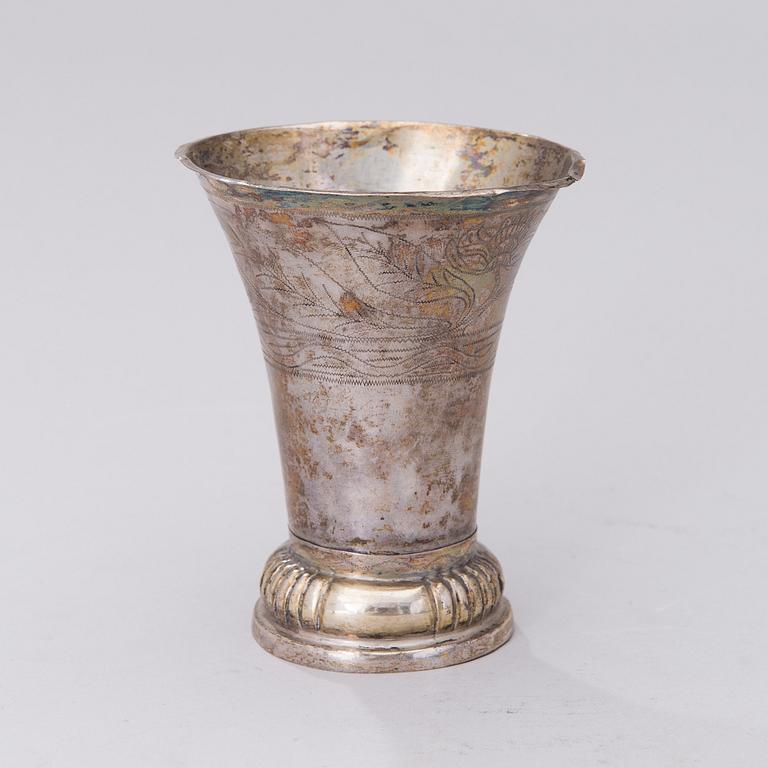 A BEAKER, silver, Jonas Lexell (Turku Finland 1730-1768), 1747. Weight c. 58 g.