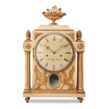 1678. A Gustavian late 18th century mantel clock by N Berg.