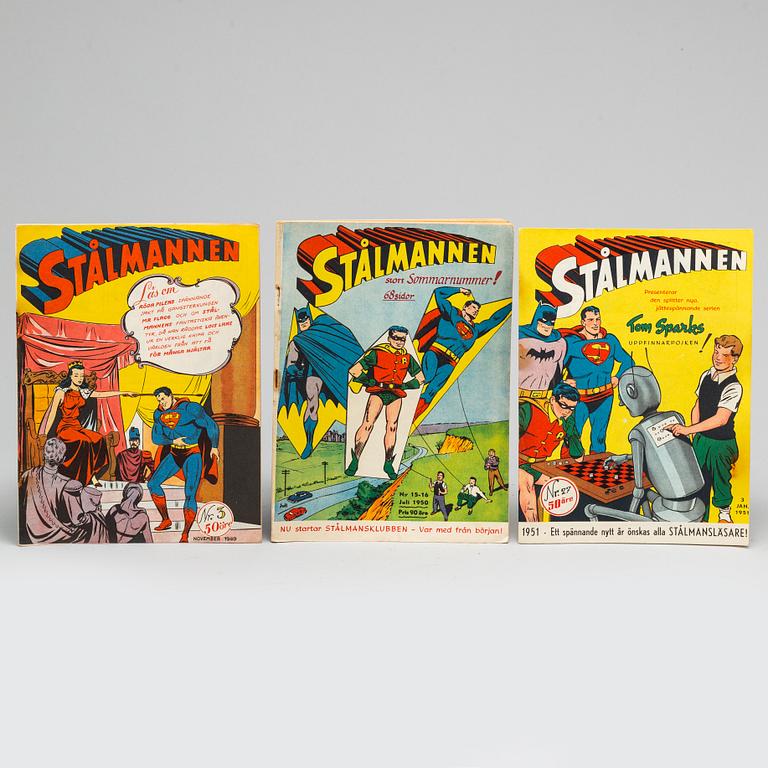 27 'Stålmannen' & 'Läderlappen' magazines, 1949-1951.