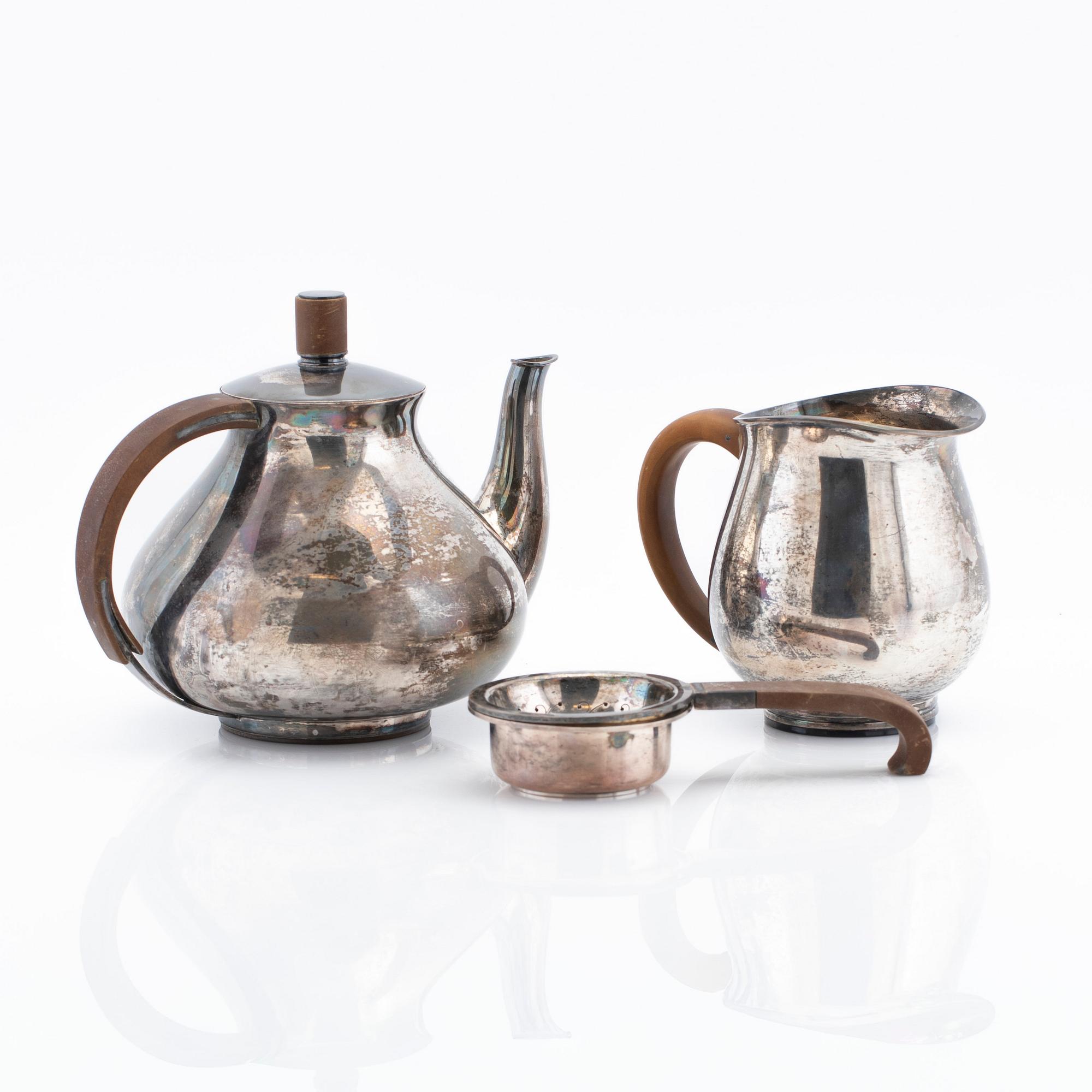 Fritz Hingelberg, Aarhus Denmark, tea service sterling three pieces.
