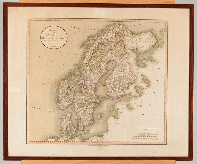 KARTA, A New Map of Sweden, Norway and Norway from the latest authorities by John Cary Engraver. London 1801.