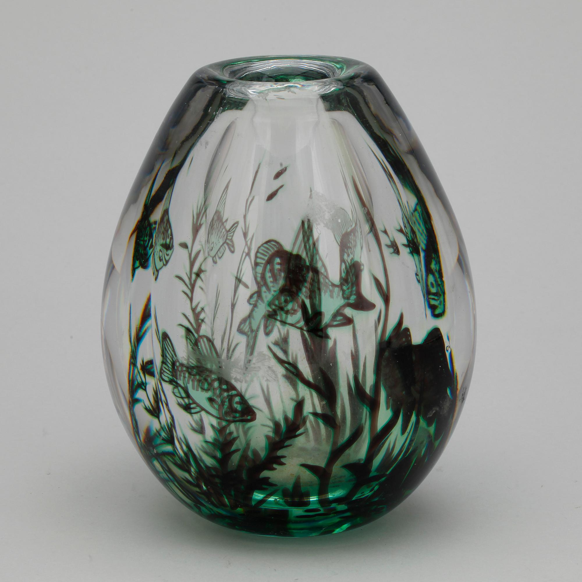 VAS, glas, "Fiskgraal", Edward Hald, Orrefors.