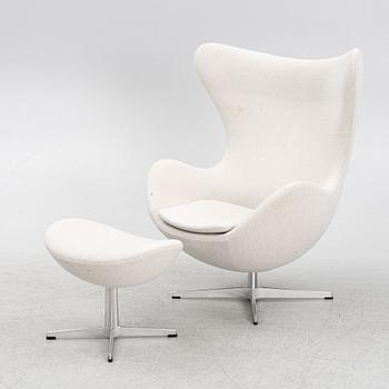 Arne Jacobsen, armchair with footstool, "The Egg", Fritz Hansen, Denmark, 2017.