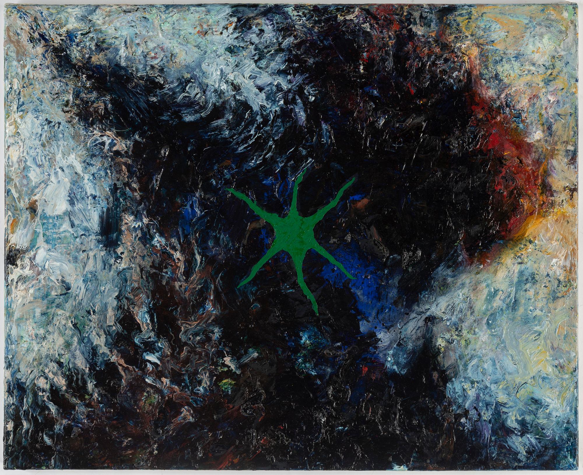 MAX MIKAEL BOOK, mixed media on canvas, signed and dated -94 verso.