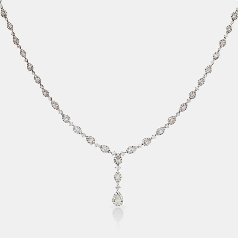 A pear-, marquise-, and brilliant-cut necklace, total gem-weight circa 26 cts.