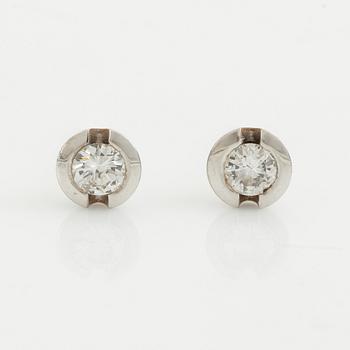 White gold and brilliant cut diamond earrings.