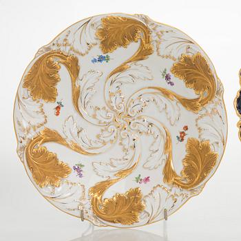 Two late 20th century porcelain Meissen dishes.