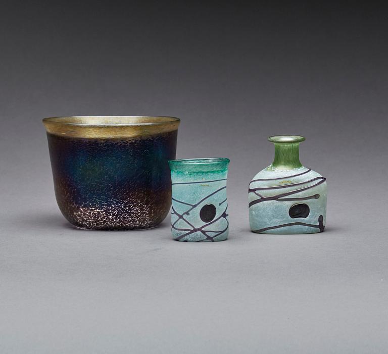 VASER, 3 st, glas, Bertil Vallien, Boda/Kosta Boda Artist Collection, signerade.