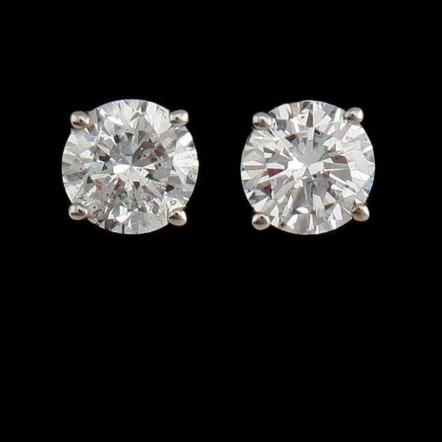 ÖRHÄNGEN, 1 par, 14  guld, solitära briljantslipade diamanter tot ca 0.40 ct.