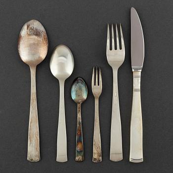 GAB, a part 'Rosenholm' silver cutlery, Stockholm, 1966-77 (64 pieces).