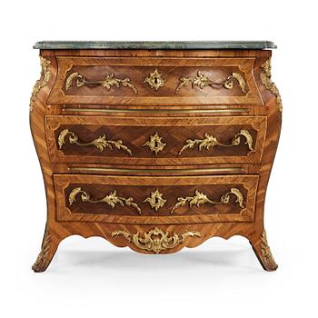 A Swedish Rococo 18th century commode by Johan Conrad Eckstein, master 1750.