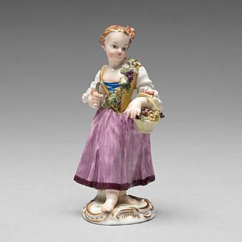 231. A Meissen allegorical figurine representing autumn, period of Marcolini, 18th Century.