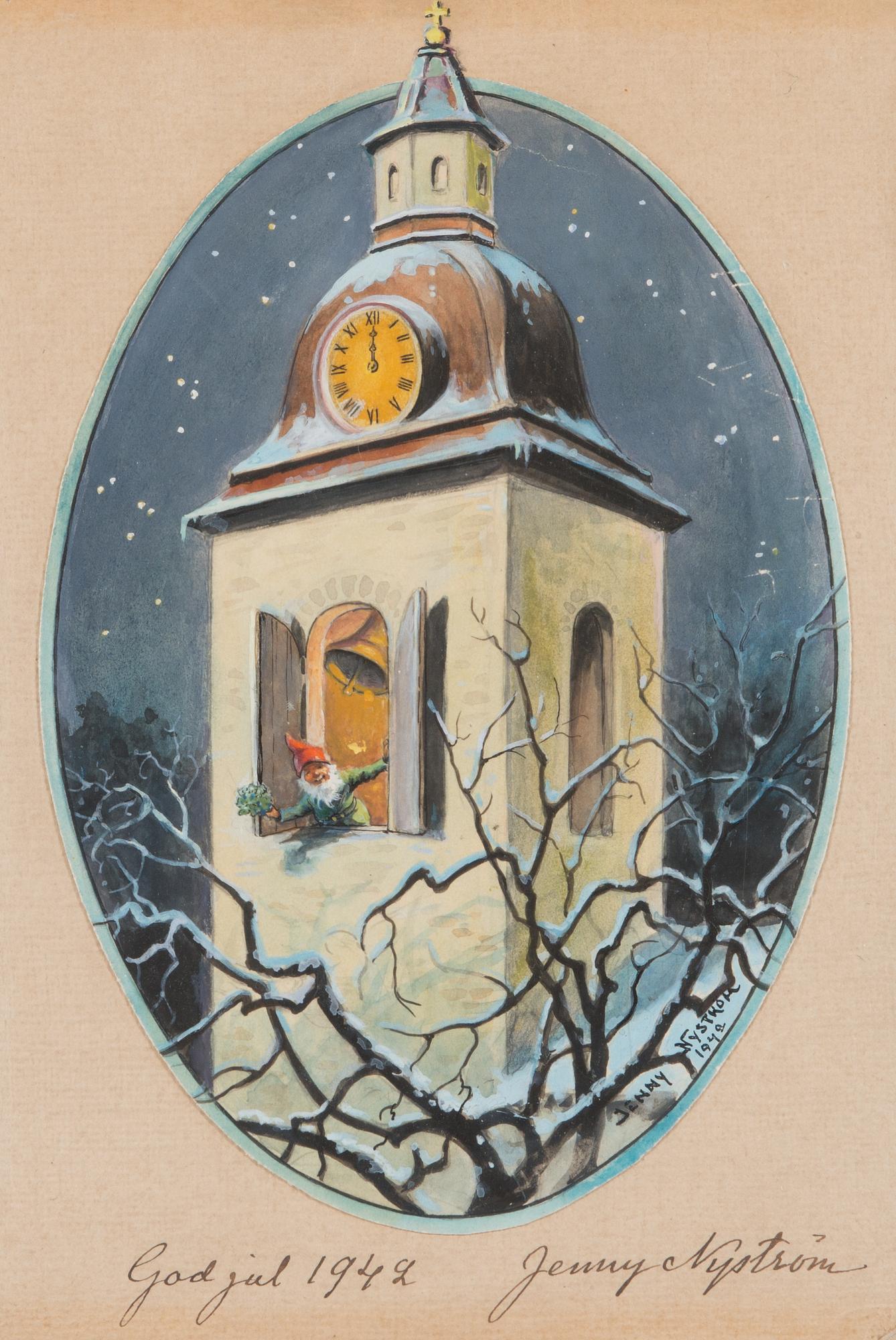 Jenny Nyström, akvarell/gouache, signerad och daterad 1942.