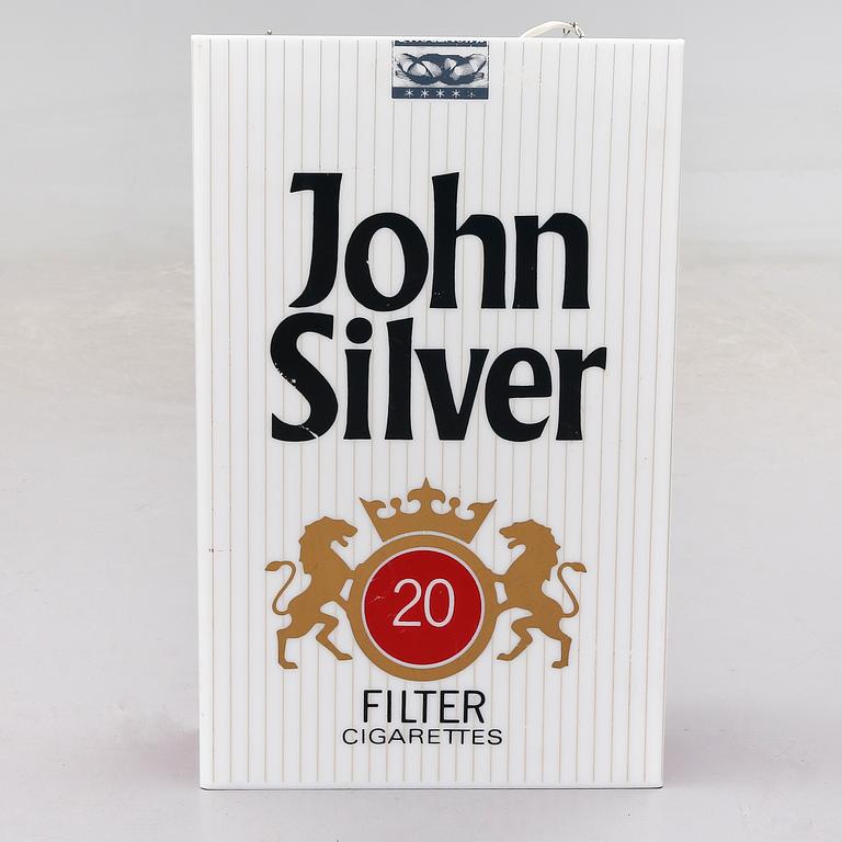 REKLAMSKYLT, plast, "John Silver", 1900-talets andra hälft.