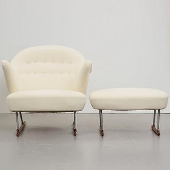 Børge Mogensen, a "model nr 160" easy chair and ottoman by Tage M Christensen & Co, Denmark 1950's.