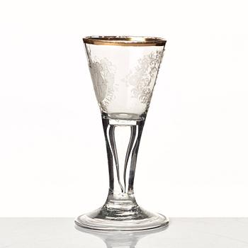 Spetsglas, graverat vapen för Lütkeman, 1700-tal.