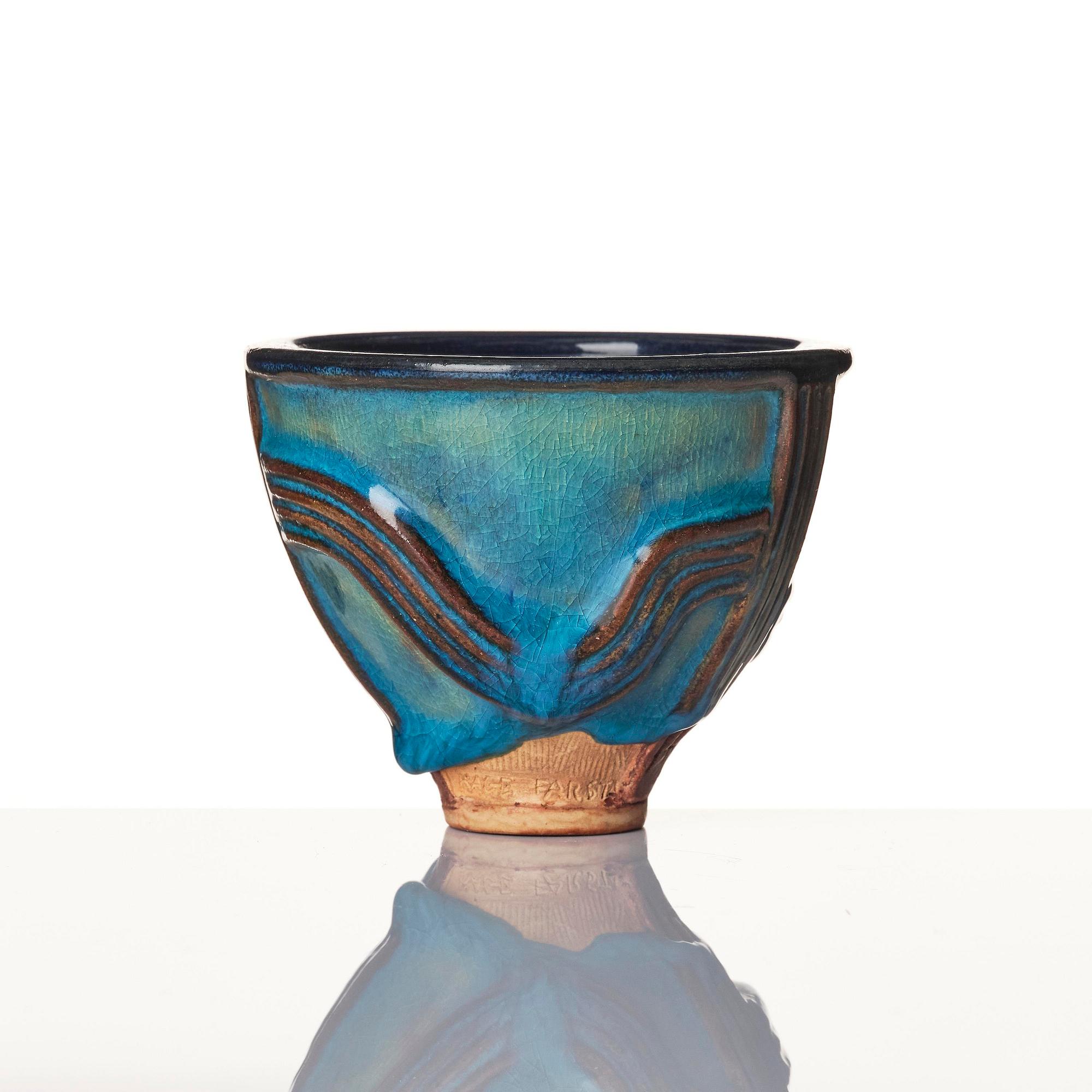 Wilhelm Kåge, a set of three Farsta stoneware vases, Gustavsberg Studio, two dated 1948 and 1950.