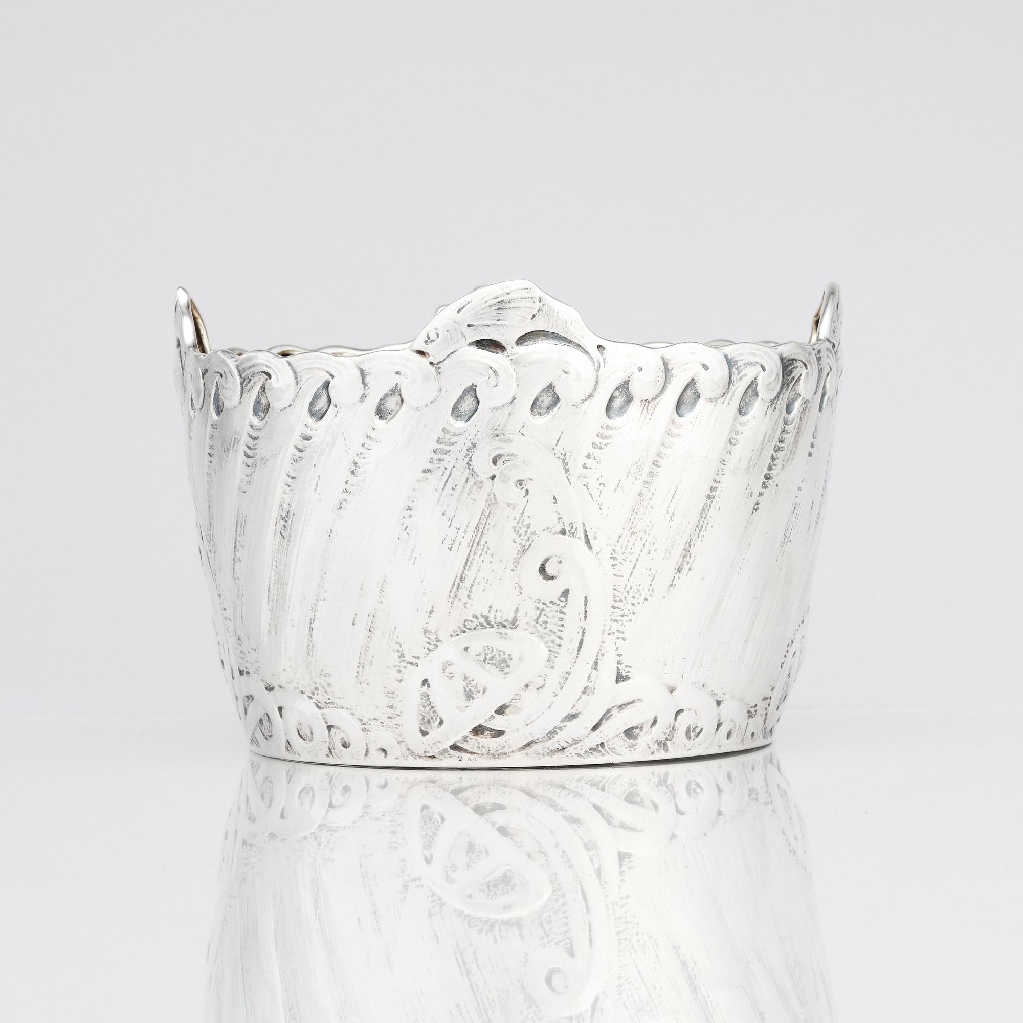 Anna Möcklin, an Art Nouveau silver flower pot, Firma K. Anderson, Stockholm 1911. Possibly designed by Ferdinand Boberg.