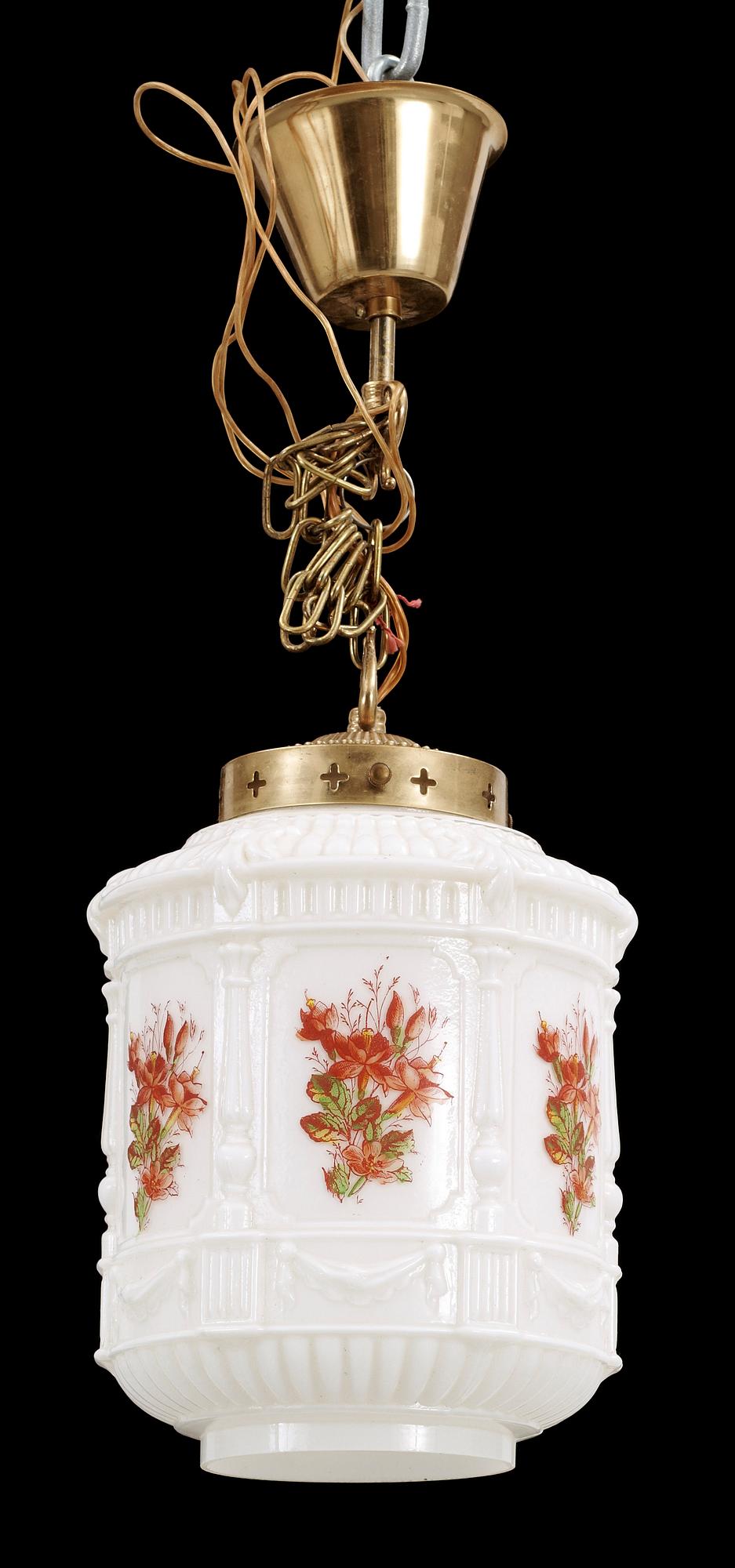 MÅNSKENSLAMPA, glas samt mässing, tidigt 1900-tal. H 33, exklusive montering.