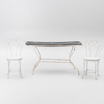 Three pieces of garden furniture, mid-20th century.