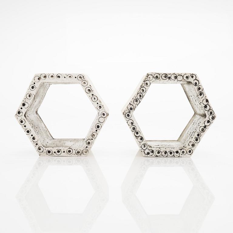 Rut Bryk, A set of two late 1950s 'Hexagon' stoneware tiles for Arabia.