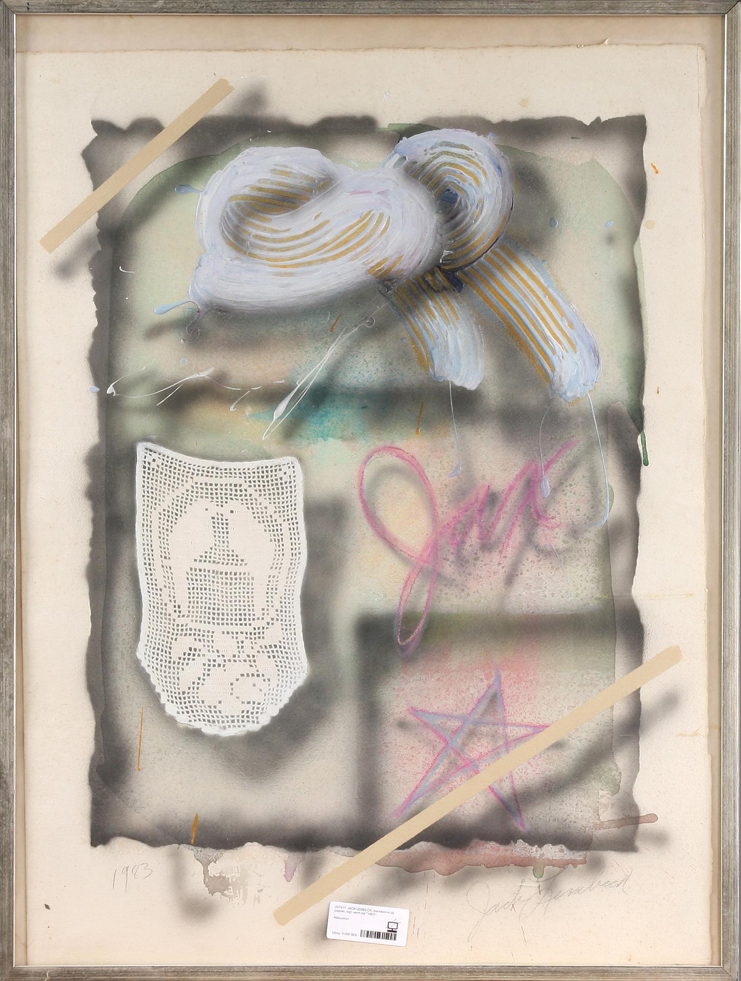 JACK LEMBECK, blandteknik på papper, sign samt dat "1983".