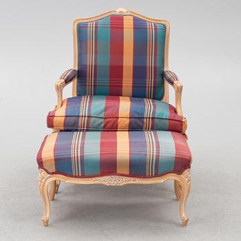 Bergere med pall, rokokostil, 1900-tal.