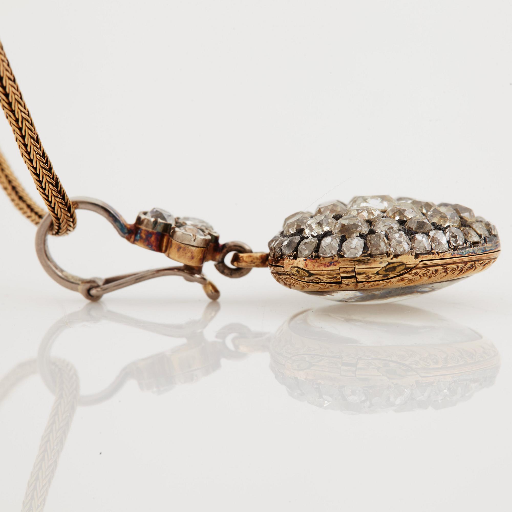 A old cut diamond pendant. Late 19th century.