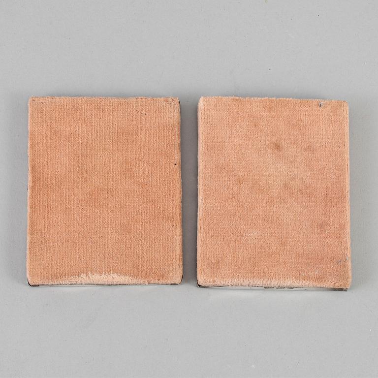 Two Russian late 19th century silver icons, unidentified makers mark, St. Petersburg 1890.