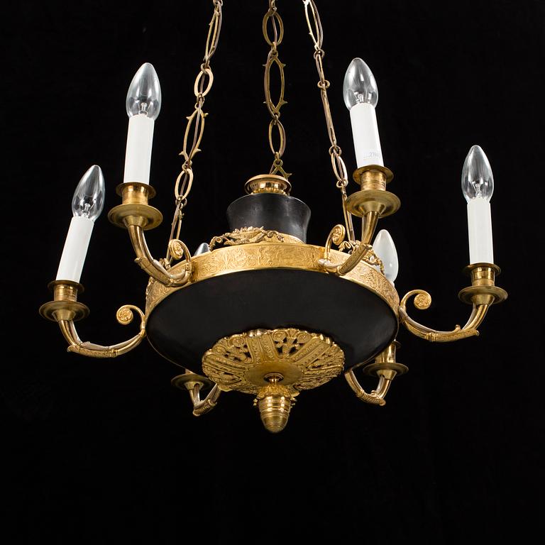 An Empire early 19th century six-light hanging lamp.