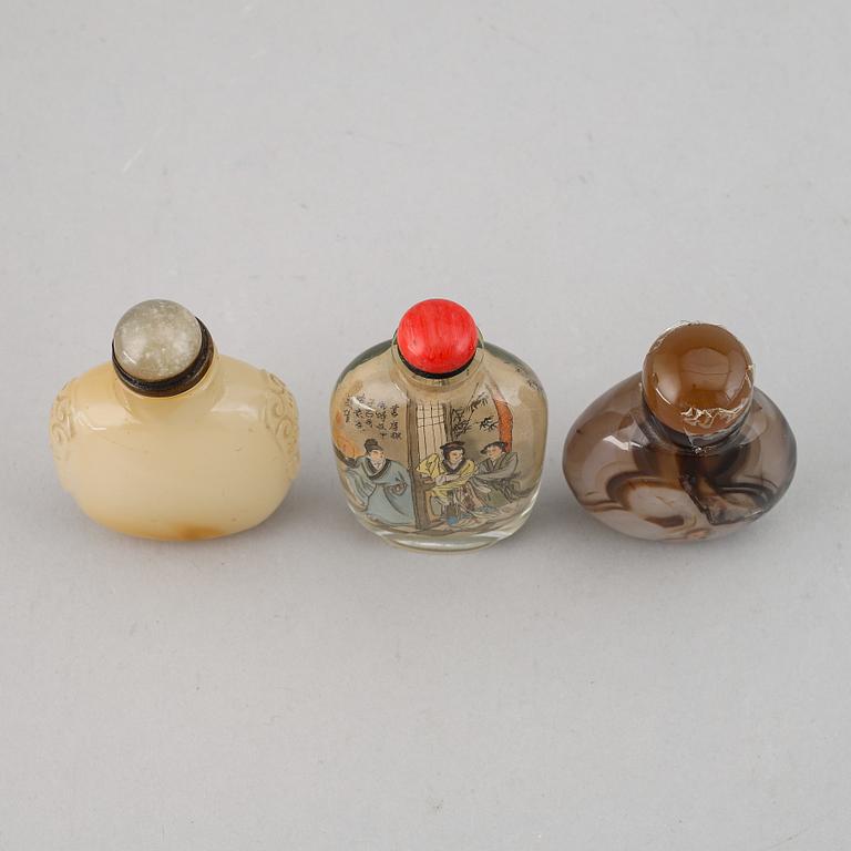 A set of three Chinese snuff bottles.