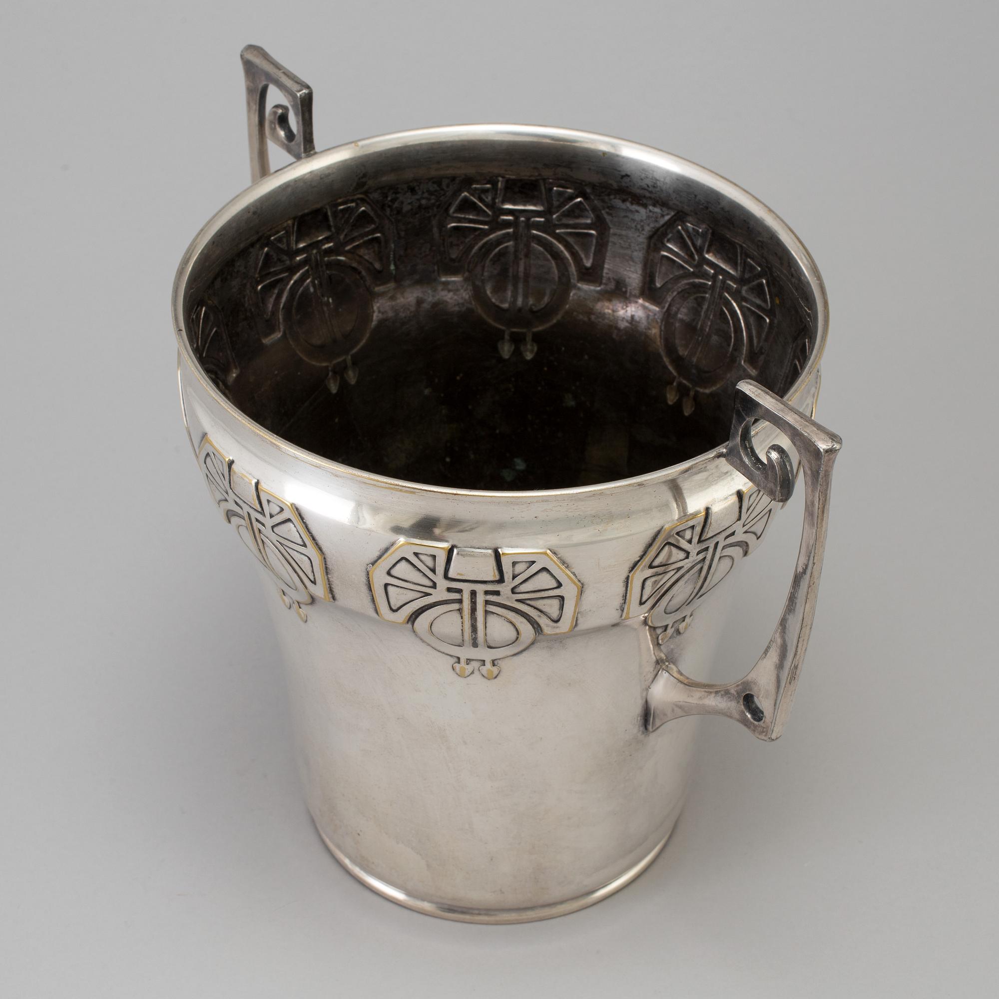 A silver plated art nouveau wine cooler early 20th century.