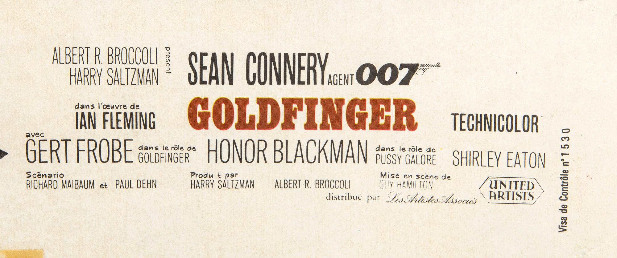 A Belgian movie poster James Bond  "Goldfinger" 1964/65.