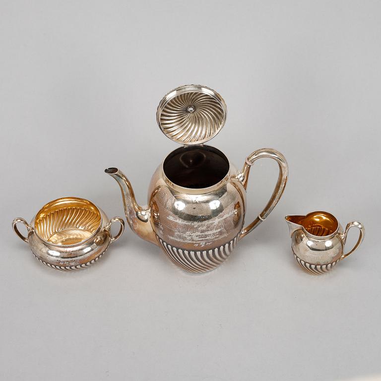 Carl August Björklund, kaffeservis, 3 delar, silver, Stockholm 1900.