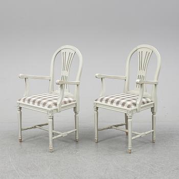 Six second half of the 20th Century Gustavian style armchairs.