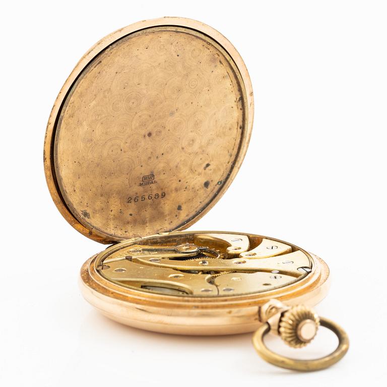 Pocket watch, 14K gold, hunter, 52.5 mm.