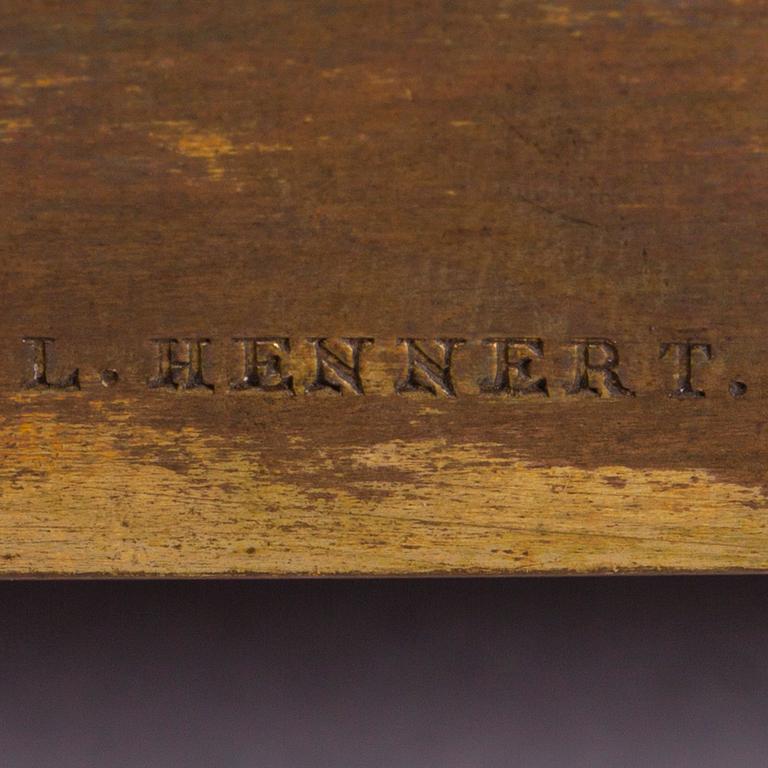 BORDSPENDYL, förgylld brons, L. Hennert, Frankrike, ca 1830.