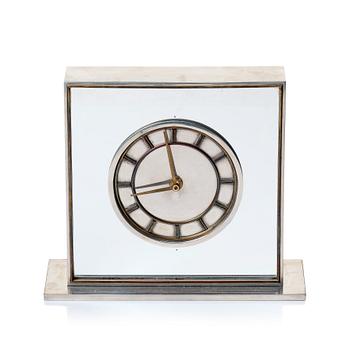 Estrid Ericson, a pewter and brass table clock, Firma Svenskt Tenn, Stockholm 1932.