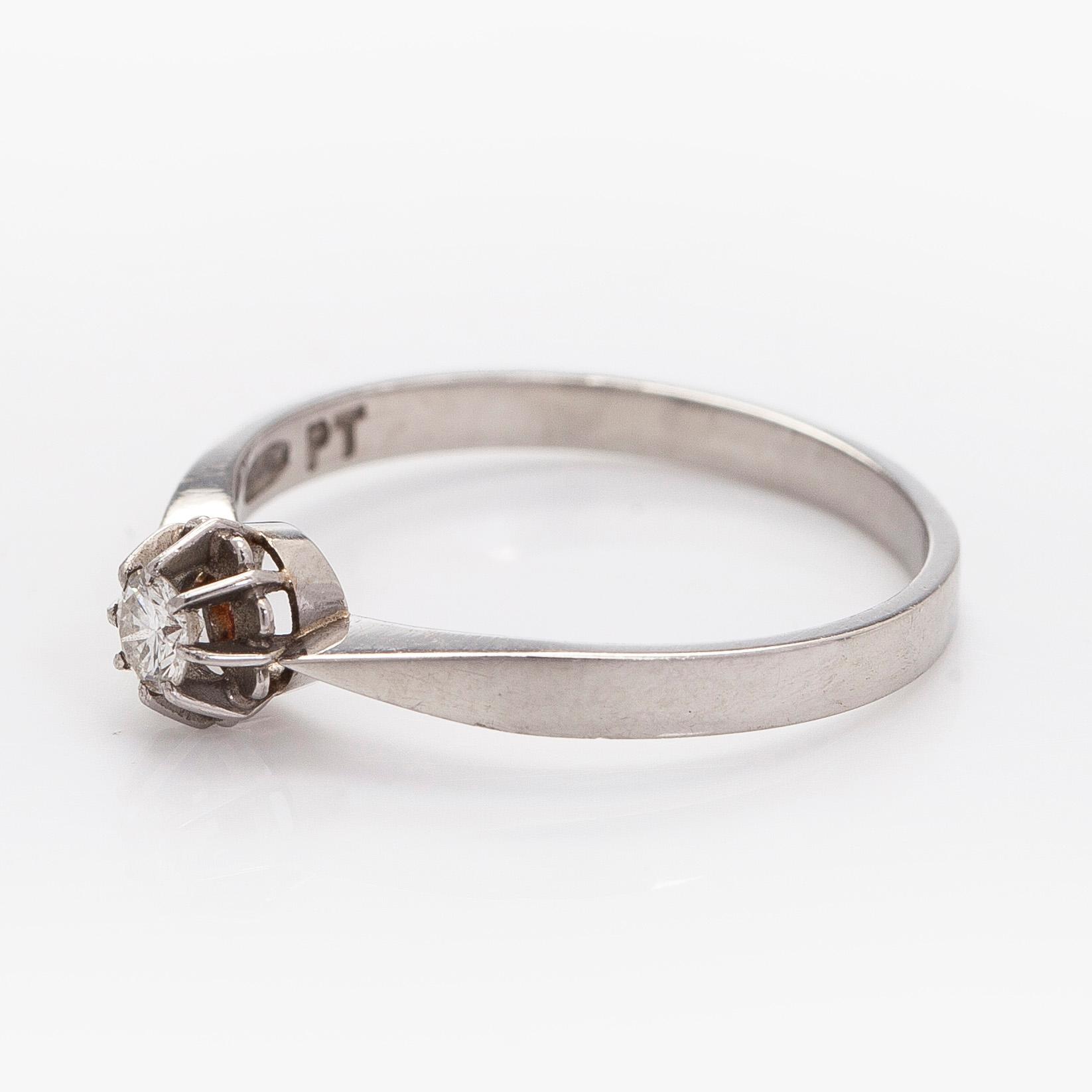 Ring, brilliant cut diamond, platinum, Peltonen & Kni, Helsinki.