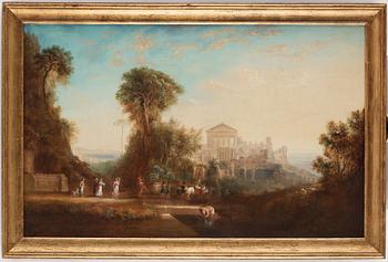 Nicolas Poussin In the manner of the artist, Bacchanal outside an antique city.