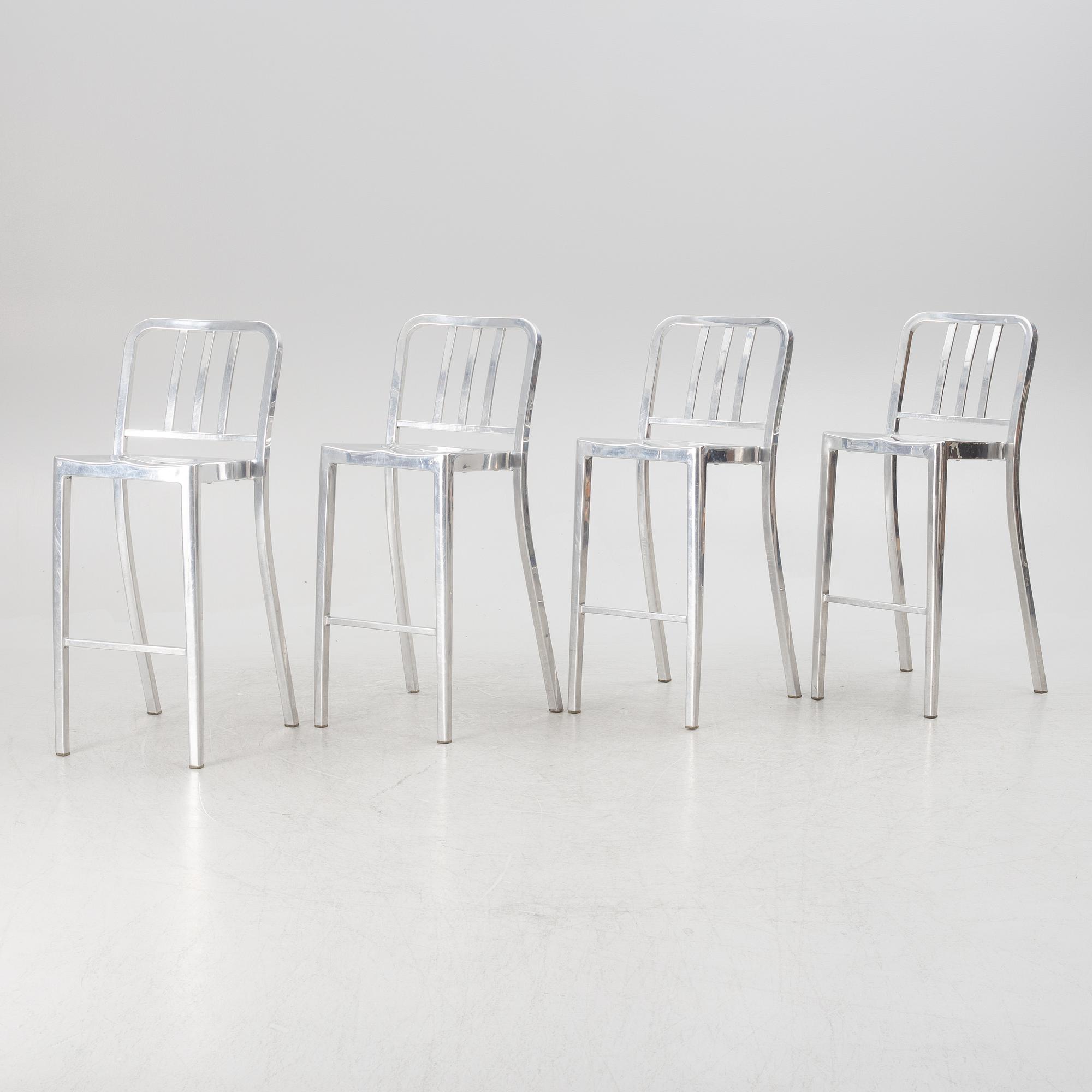 Philippe Starck, four 'Navy Chair' bar chairs, Emeco.
