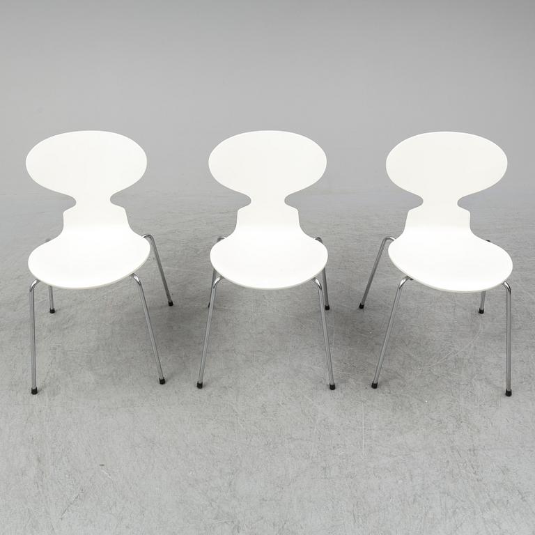 ARNE JACOBSEN, three 'Ant' chairs from Fritz Hansen, Denmark.