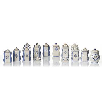 Wilhelm Kåge, 30 ceramic spice jars, Gustavsberg, Sweden, 1917 an onwards.