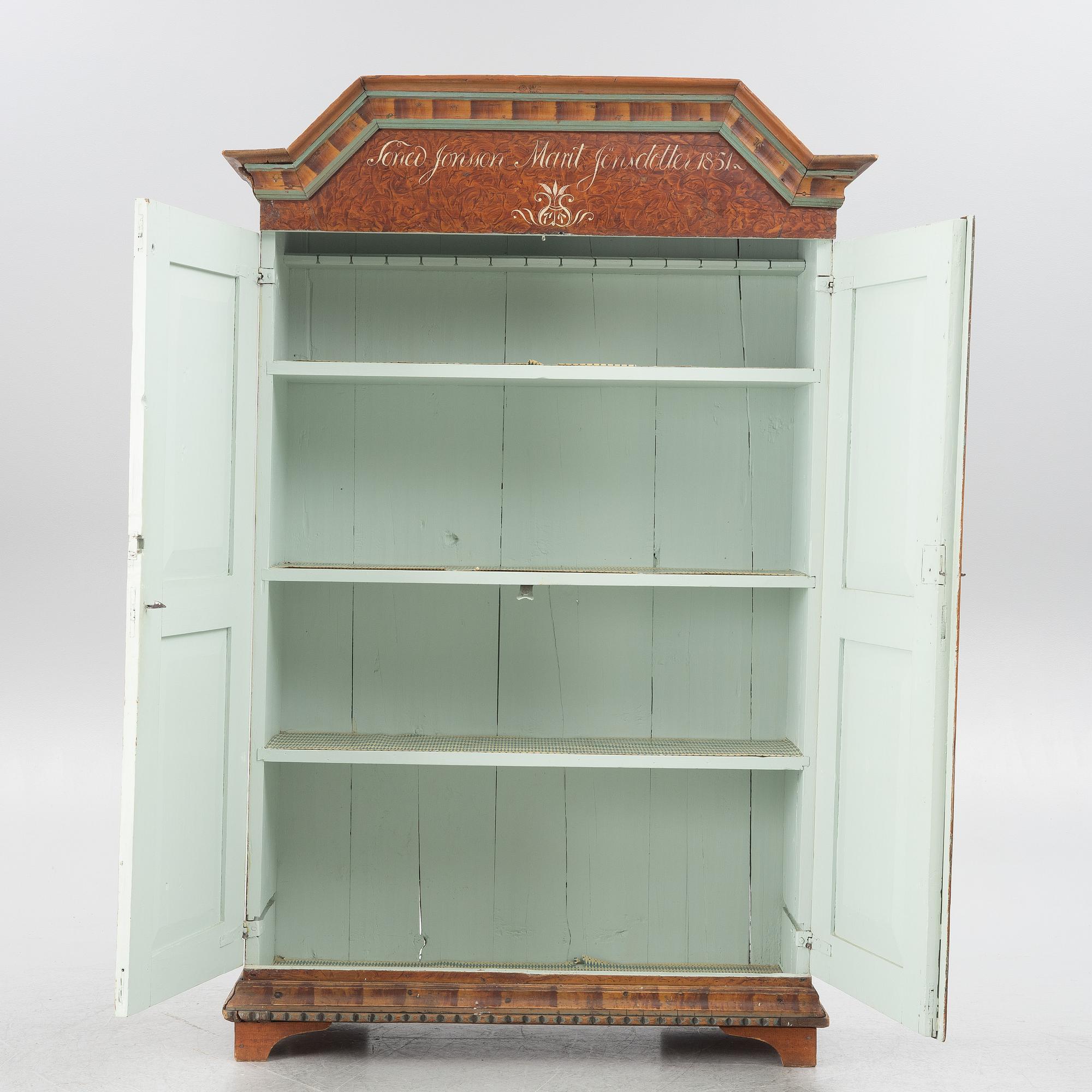 Skåp, allmoge, Värmland, daterat 1851.