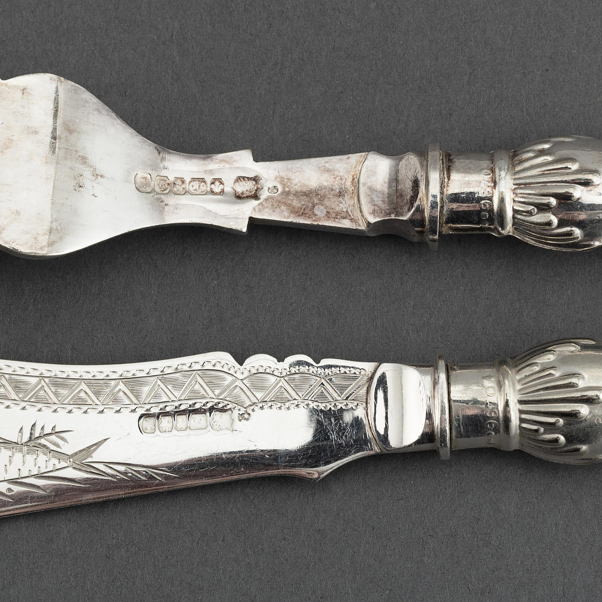 Fiskbestick, 24 st, nysilver, England, 1900-tal.