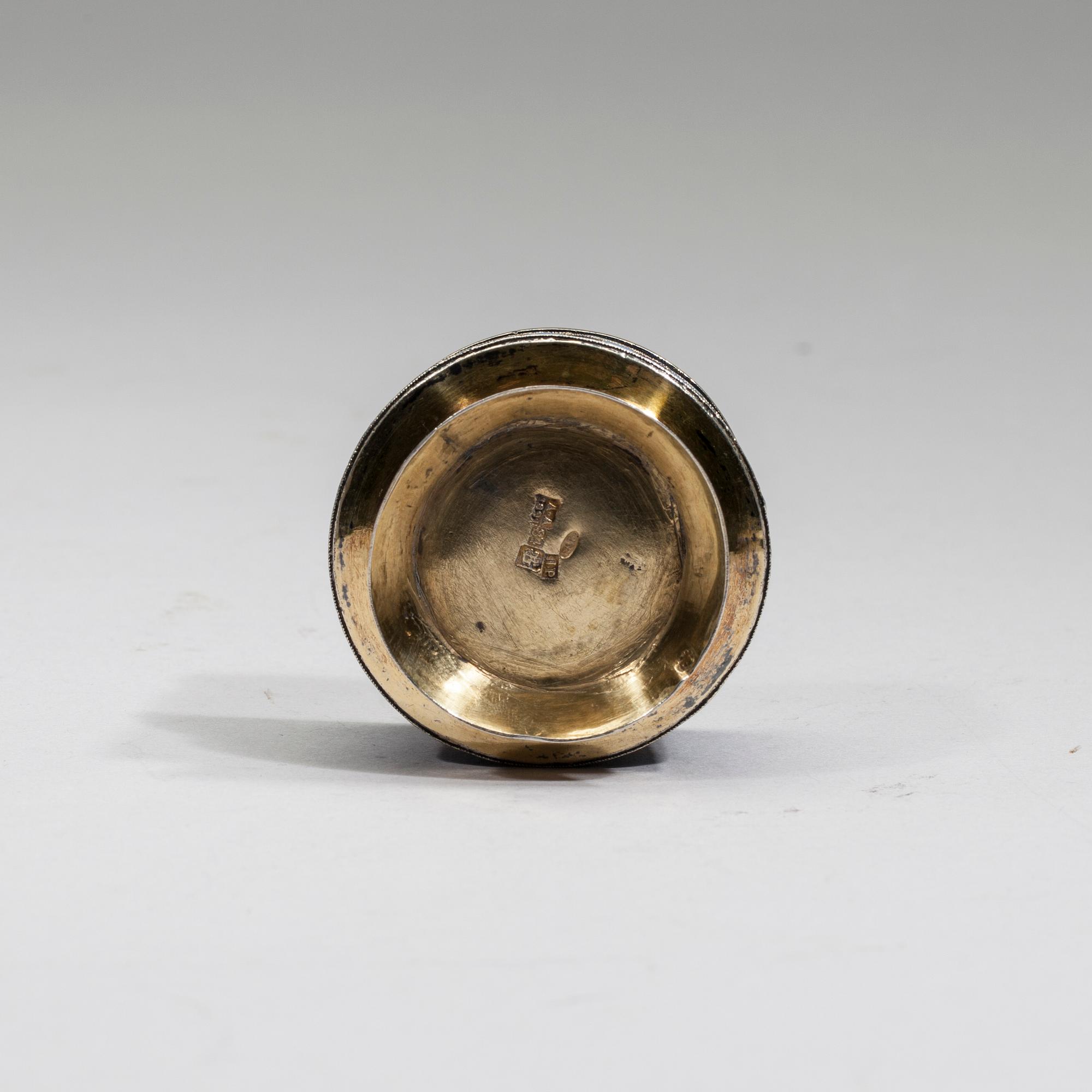 SALTKAR, silver och emalj, Ryssland, Moskva 1891.