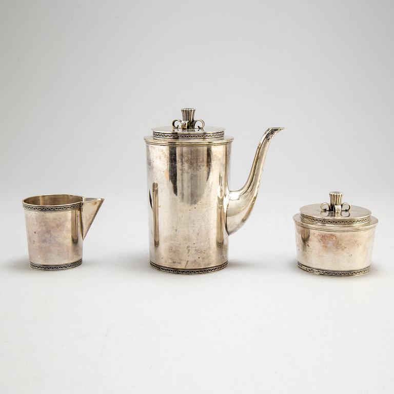 ERIC RÅSTRÖM, kaffeservis, 3 delar, silver, David Andersen & Comp AB, Stockholm, 1941.