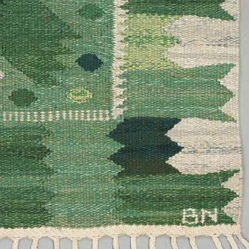 Barbro Nilsson, A CARPET, "Nejlikan grön", flat weave, ca 276,5 x 214,5 cm, signed AB MMF BN.