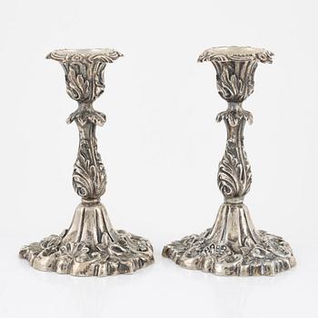 A pair of Swedish silver candlesticks, marks of Gustaf Möllenborg, Stockholm 1855.
